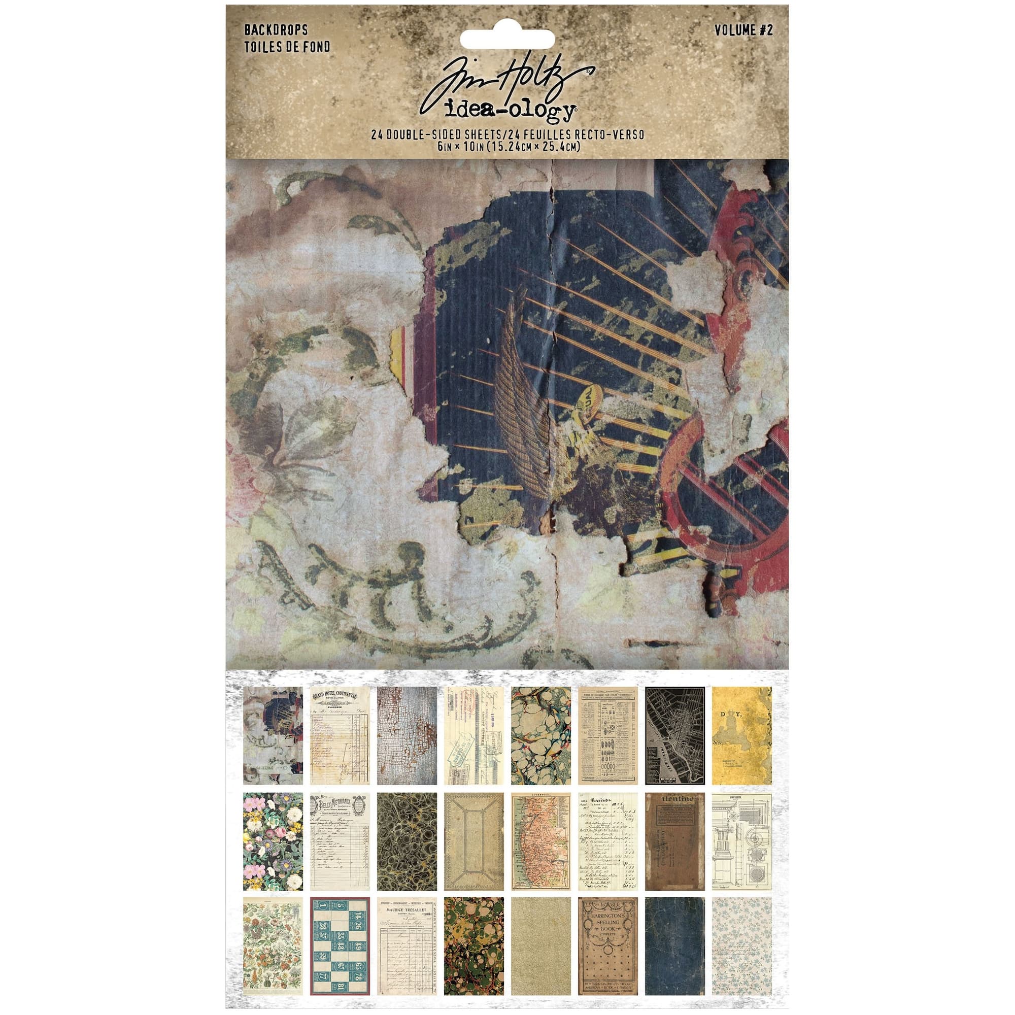 Idea-Ology Volume No.2 Backdrops 6" x 10" Double-Sided Cardstock, 24 Sheets